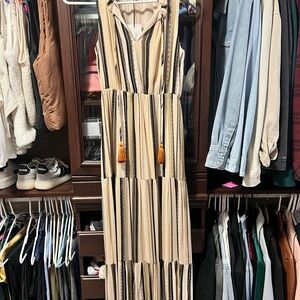 THML Striped Maxi Dress with Tassels